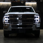 2015-2019 Chevrolet Silverado 2500HD/3500HD Switchback Sequential LED Turn Signal Projector Headlights (Glossy Black Housing/Smoked Lens)