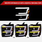 2015-2019 Chevrolet Silverado 2500HD/3500HD Switchback Sequential LED Turn Signal Projector Headlights (Matte Black Housing/Clear Lens)