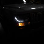 1999-2002 Chevrolet Silverado 1500 2500/ 2000-2006 Tahoe Suburban 1PC Projector Headlights w/ LED Light Strip & Bumper Lights (Matte Black Housing/Clear Lens)