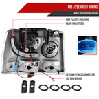 1999-2002 Chevrolet Silverado 1500 2500/ 2000-2006 Tahoe Suburban 1PC Projector Headlights w/ LED Light Strip & Bumper Lights (Matte Black Housing/Clear Lens)