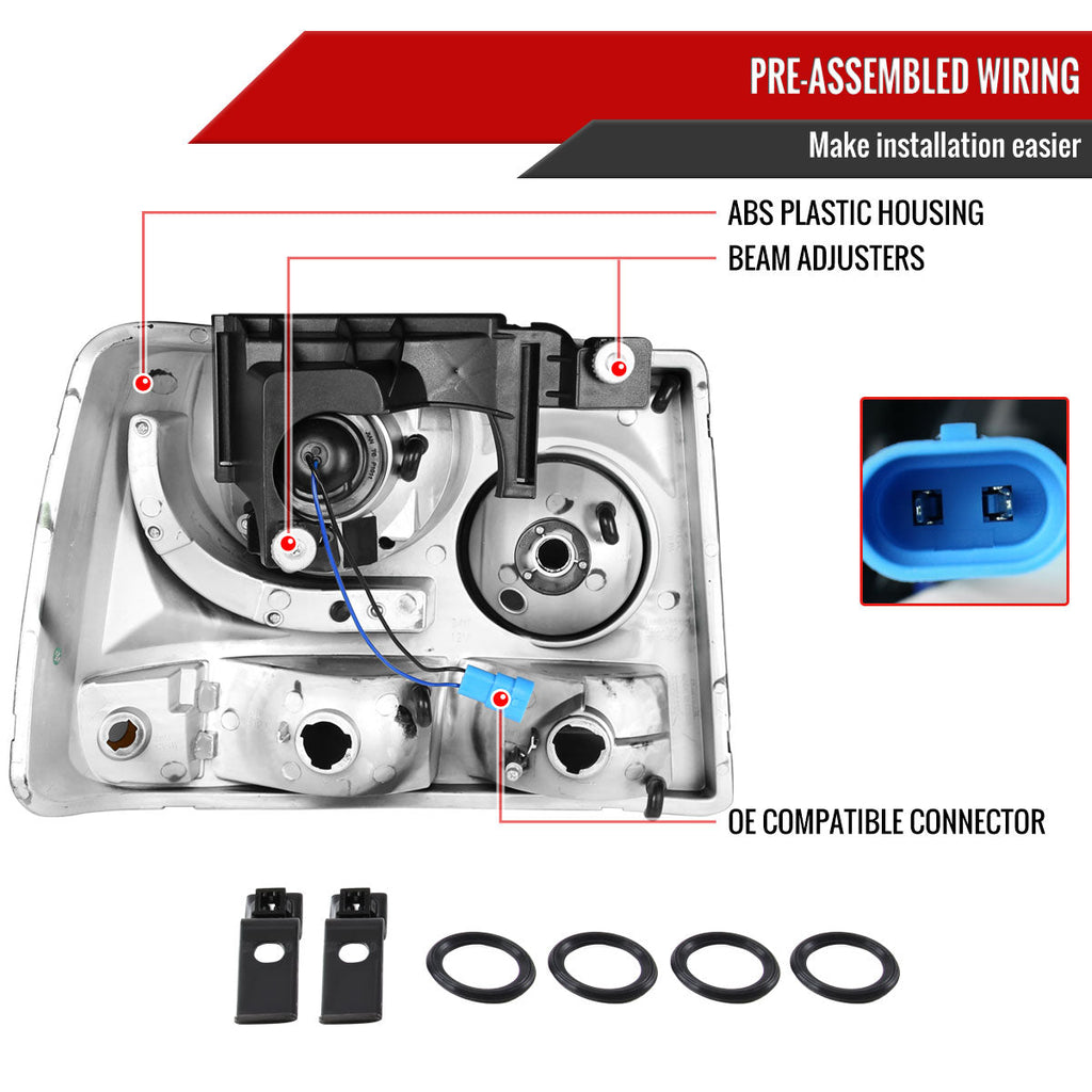 1999-2002 Chevrolet Silverado 1500 2500/ 2000-2006 Tahoe Suburban 1PC Projector Headlights w/ Bumper Lights (Black Housing/Smoked Lens)