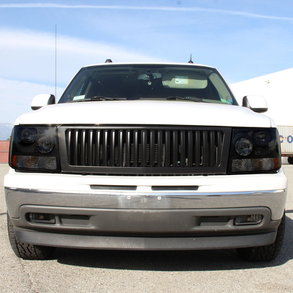 1999-2002 Chevrolet Silverado 1500 2500/ 2000-2006 Tahoe Suburban 1PC Projector Headlights w/ Bumper Lights (Black Housing/Smoked Lens)