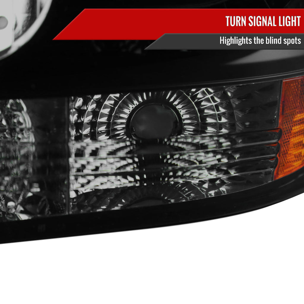 1999-2002 Chevrolet Silverado 1PC Projector Headlights w/ LED Light Strip & Bumper Lights (Black Housing/Smoked Lens)