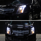 2010-2016 Cadillac SRX Projector Headlights w/ Switchback Sequential Turn Signal LED Bar (Matte Black Housing/Smoked Lens)