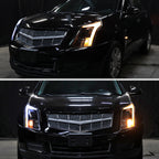 2010-2016 Cadillac SRX Projector Headlights w/ Switchback Sequential Turn Signal LED Bar (Matte Black Housing/Smoked Lens)