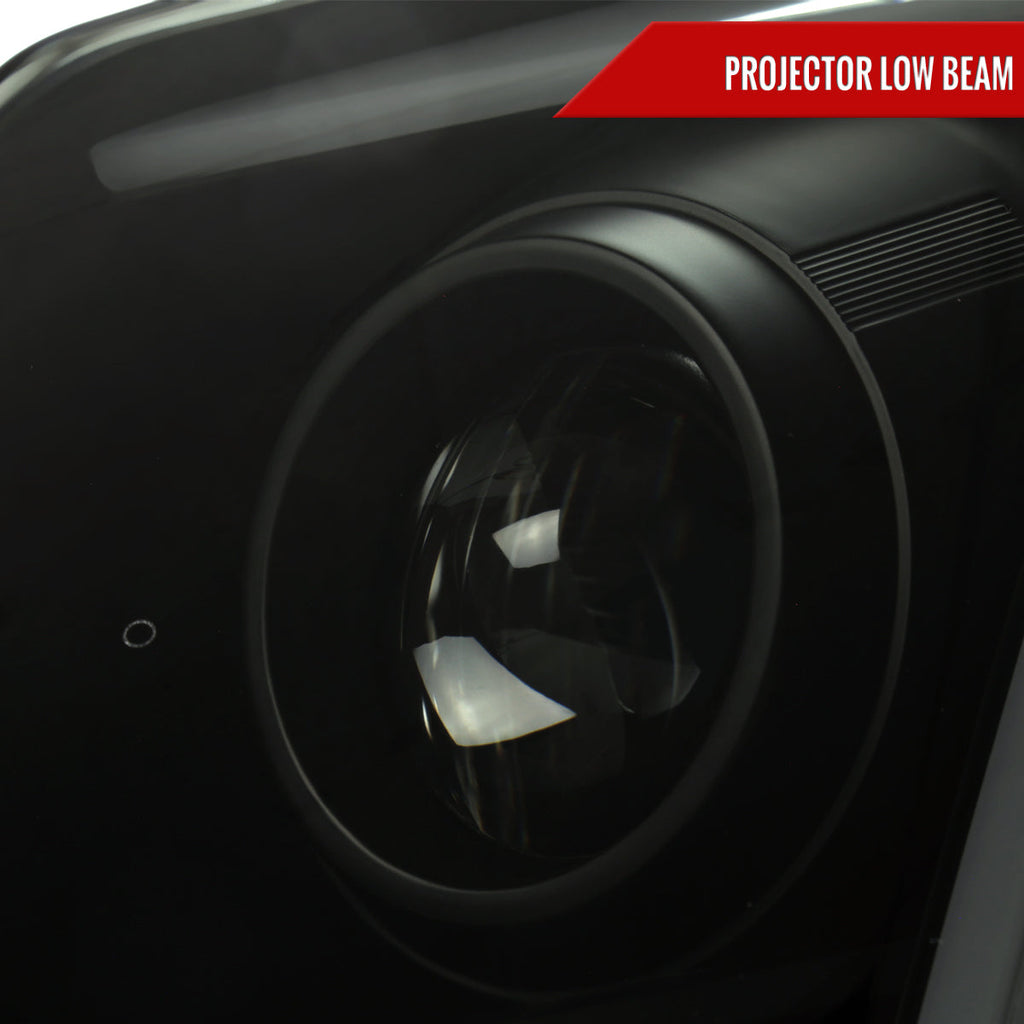 2010-2016 Cadillac SRX Projector Headlights w/ Switchback Sequential Turn Signal LED Bar (Matte Black Housing/Smoked Lens)