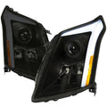 2010-2016 Cadillac SRX Projector Headlights w/ Switchback Sequential Turn Signal LED Bar (Matte Black Housing/Smoked Lens)