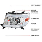 2005-2011 Toyota Tacoma LED Bar Projector Headlights (Chrome Housing/Clear Lens)