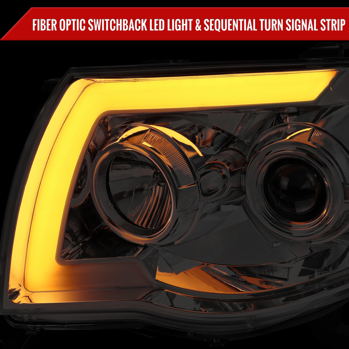 2005-2011 Toyota Tacoma LED Bar Projector Headlights w/ Sequential Turn Signal Lights (Chrome Housing/Clear Lens)