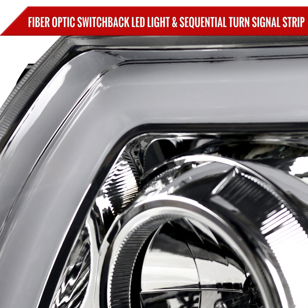 2005-2011 Toyota Tacoma LED Bar Projector Headlights w/ Sequential Turn Signal Lights (Chrome Housing/Clear Lens)