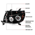 2005-2011 Toyota Tacoma Dual Halo Projector Headlights (Jet Black Housing/Clear Lens)