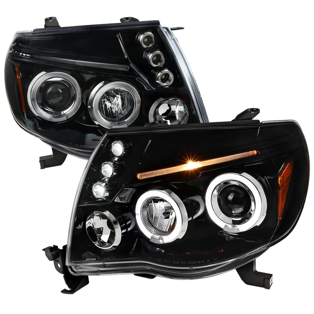 2005-2011 Toyota Tacoma Dual Halo Projector Headlights (Jet Black Housing/Clear Lens)
