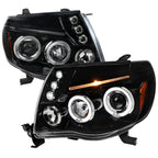 2005-2011 Toyota Tacoma Dual Halo Projector Headlights (Jet Black Housing/Clear Lens)