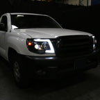 2005-2011 Toyota Tacoma LED Bar Projector Headlights w/ Sequential Turn Signal Lights (Matte Black Housing/Clear Lens)
