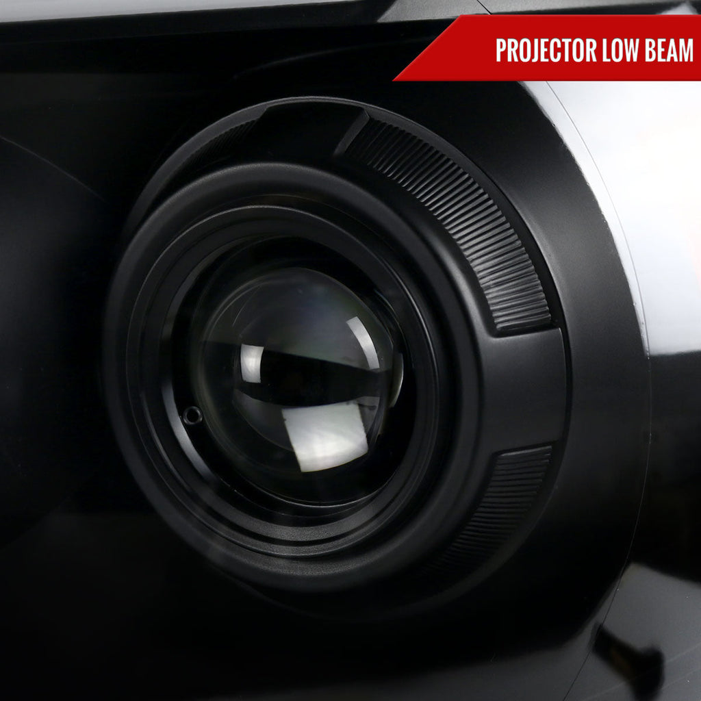 2005-2011 Toyota Tacoma LED Bar Projector Headlights w/ Sequential Turn Signal Lights (Matte Black Housing/Clear Lens)