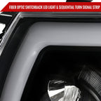 2005-2011 Toyota Tacoma LED Bar Projector Headlights w/ Sequential Turn Signal Lights (Matte Black Housing/Clear Lens)