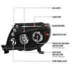 2005-2011 Toyota Tacoma Dual Halo Projector Headlights (Matte Black Housing/Clear Lens)