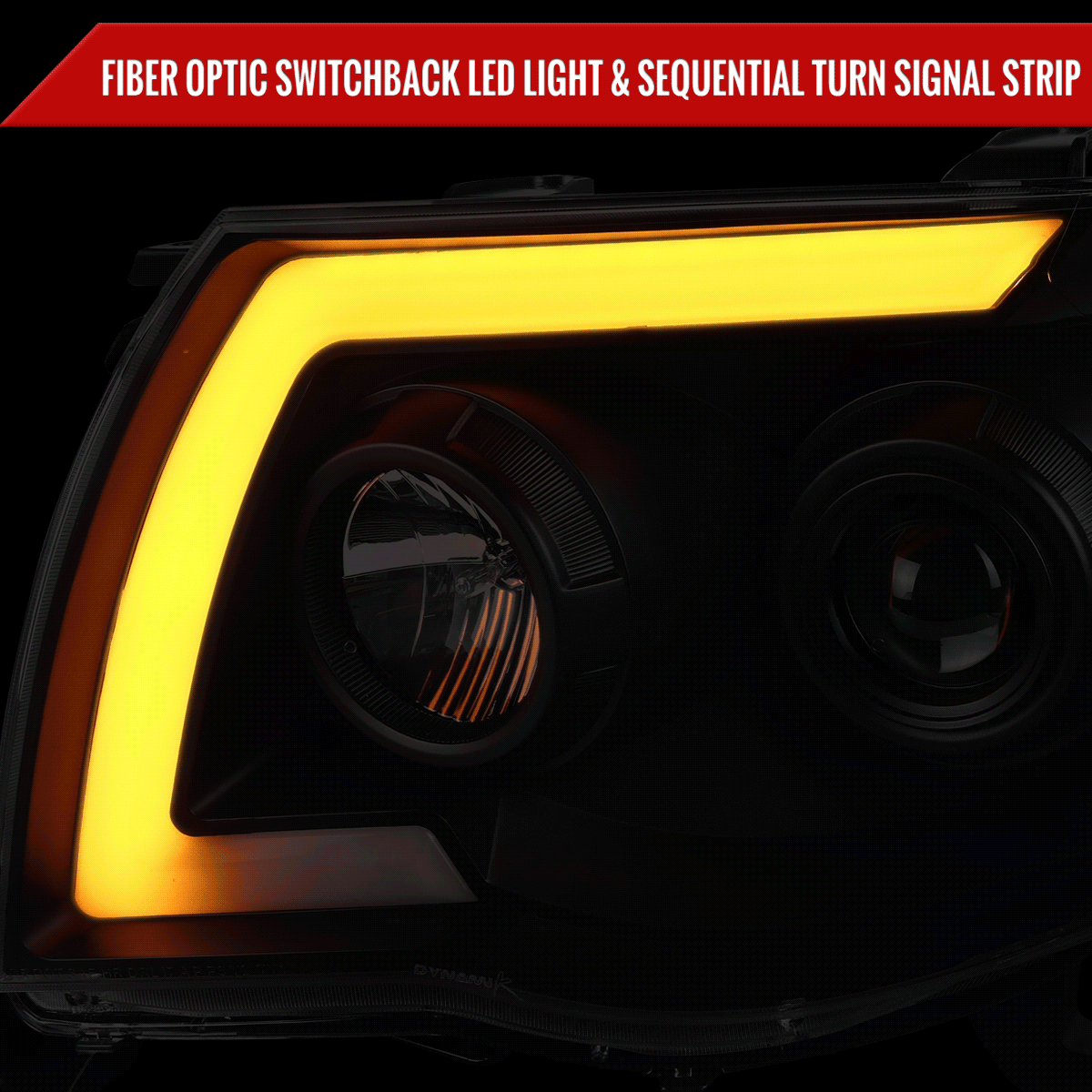 2005-2011 Toyota Tacoma LED Bar Projector Headlights w/ Sequential Turn Signal Lights (Matte Black Housing/Smoked Lens)
