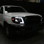 2005-2011 Toyota Tacoma LED Bar Projector Headlights w/ Sequential Turn Signal Lights (Matte Black Housing/Smoked Lens)