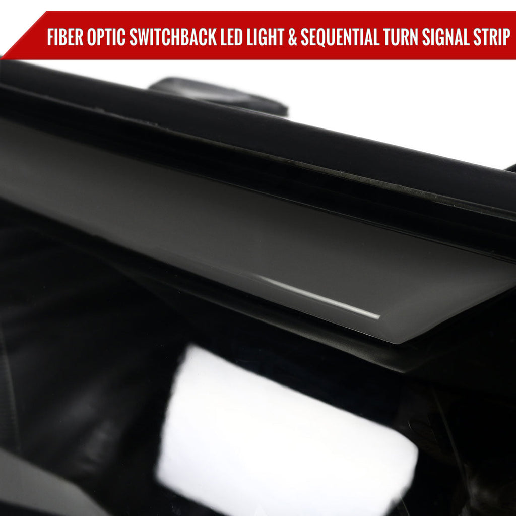 2005-2011 Toyota Tacoma LED Bar Projector Headlights w/ Sequential Turn Signal Lights (Matte Black Housing/Smoked Lens)