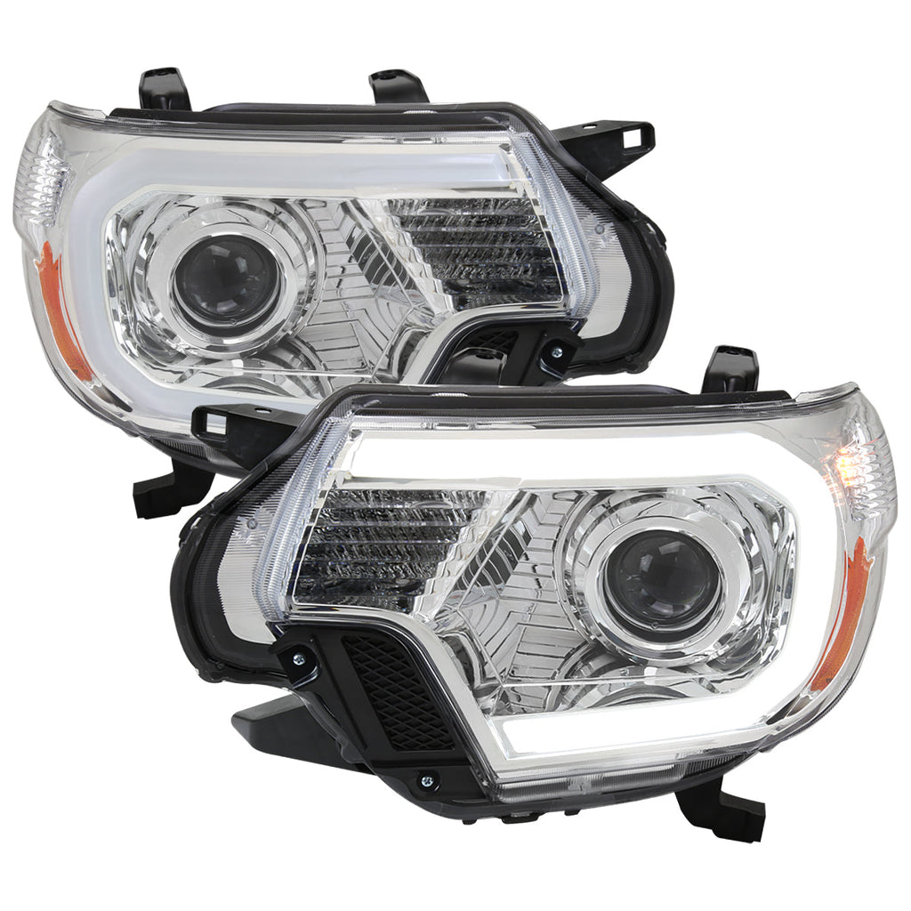 2012-2015 Toyota Tacoma LED C-Bar Projector Headlights w/ LED Parking Light (Chrome Housing/Clear Lens)
