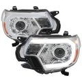 2012-2015 Toyota Tacoma LED C-Bar Projector Headlights w/ LED Parking Light (Chrome Housing/Clear Lens)