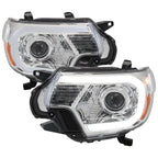 2012-2015 Toyota Tacoma LED C-Bar Projector Headlights w/ LED Parking Light (Chrome Housing/Clear Lens)