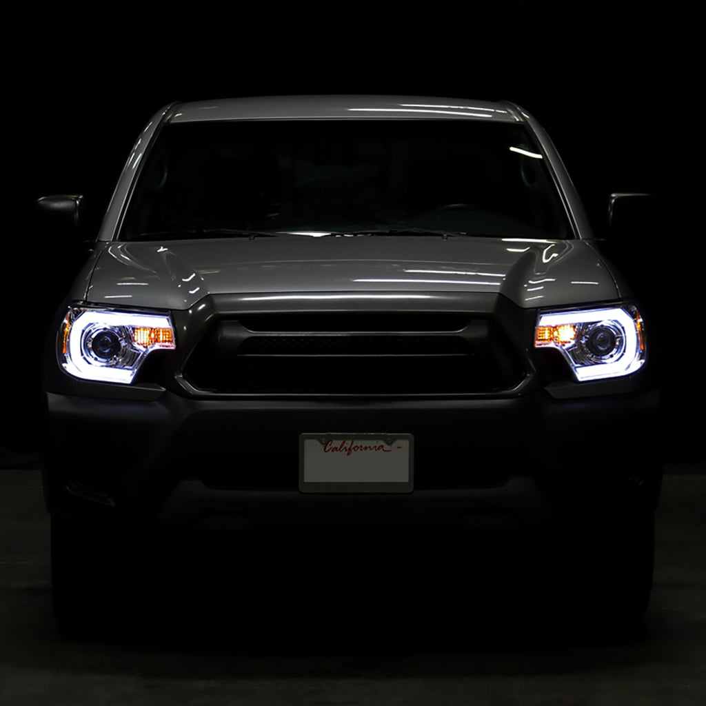 2012-2015 Toyota Tacoma LED C-Bar Projector Headlights (Chrome Housing/Clear Lens)