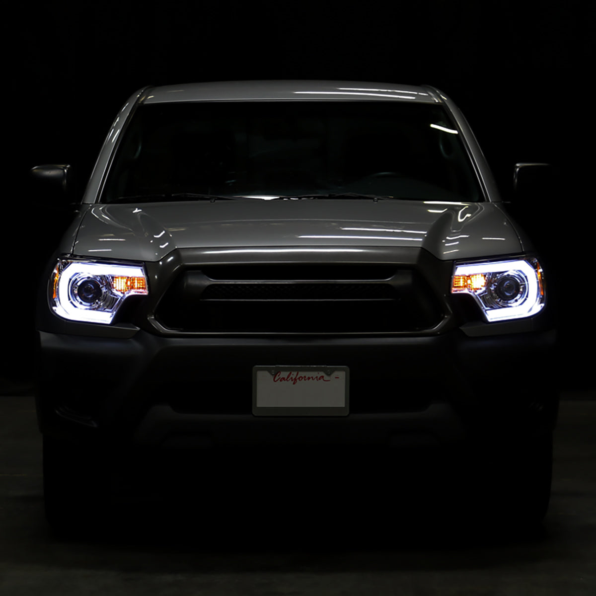 2012-2015 Toyota Tacoma LED C-Bar Projector Headlights (Chrome Housing/Clear Lens)