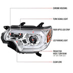 2012-2015 Toyota Tacoma LED C-Bar Projector Headlights (Chrome Housing/Clear Lens)
