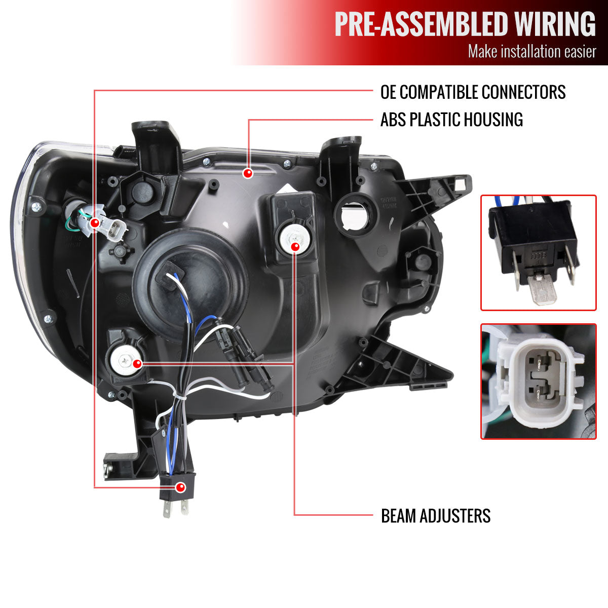 2012-2015 Toyota Tacoma LED C-Bar Projector Headlights w/ LED Parking Light (Chrome Housing/Smoked Lens)