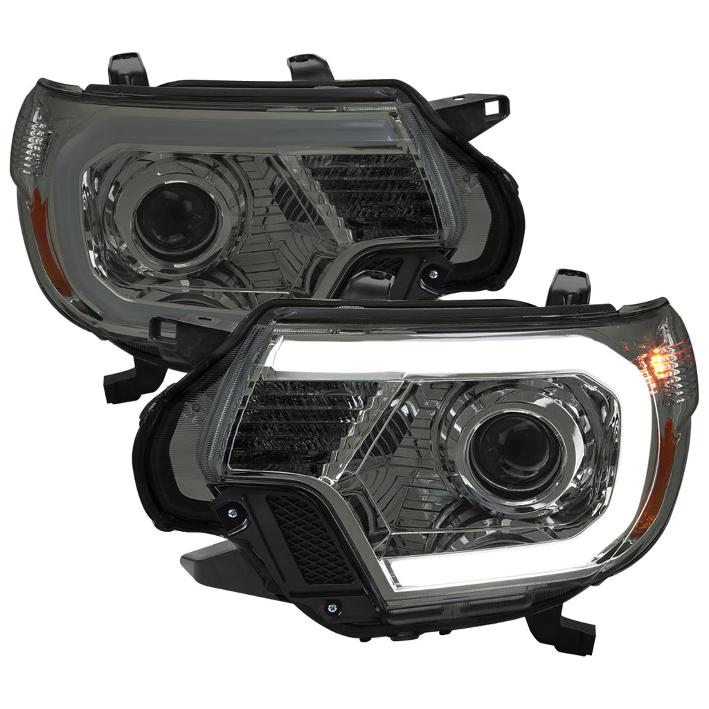 2012-2015 Toyota Tacoma LED C-Bar Projector Headlights w/ LED Parking Light (Chrome Housing/Smoked Lens)