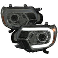 2012-2015 Toyota Tacoma LED C-Bar Projector Headlights w/ LED Parking Light (Chrome Housing/Smoked Lens)