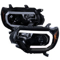 2012-2015 Toyota Tacoma LED C-Bar Projector Headlights (Glossy Black Housing/Smoked Lens)