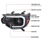 2012-2015 Toyota Tacoma LED C-Bar Projector Headlights w/ LED Parking Light (Matte Black Housing/Clear Lens)