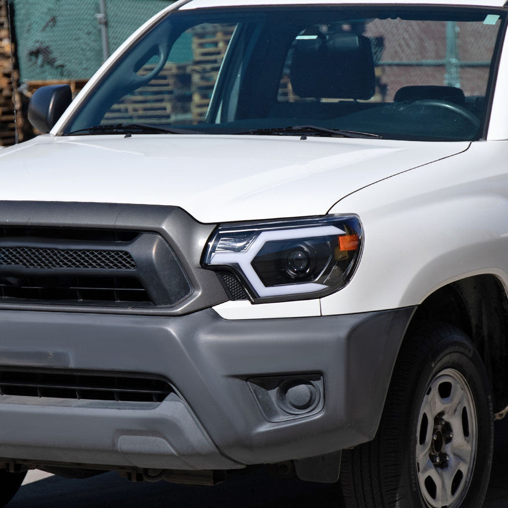 2012-2015 Toyota Tacoma Switchback Sequential LED Bar Projector Headlights (Matte Black Housing/Clear Lens)