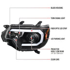 2012-2015 Toyota Tacoma LED C-Bar Projector Headlights (Matte Black Housing/Clear Lens)