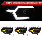2012-2015 Toyota Tacoma Switchback Sequential LED Bar Projector Headlights (Matte Black Housing/Smoked Lens)