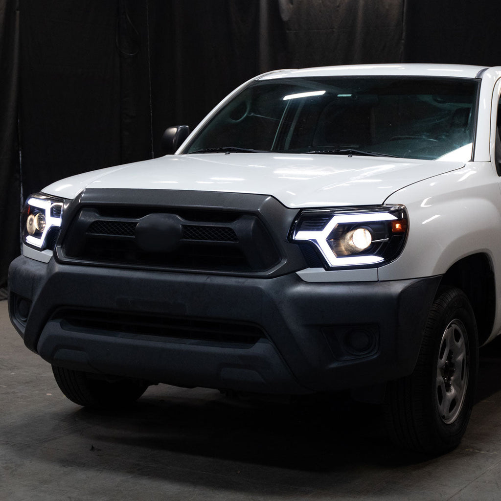 2012-2015 Toyota Tacoma Switchback Sequential LED Bar Projector Headlights (Matte Black Housing/Smoked Lens)