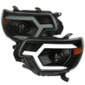 2012-2015 Toyota Tacoma Switchback Sequential LED Bar Projector Headlights (Matte Black Housing/Smoked Lens)