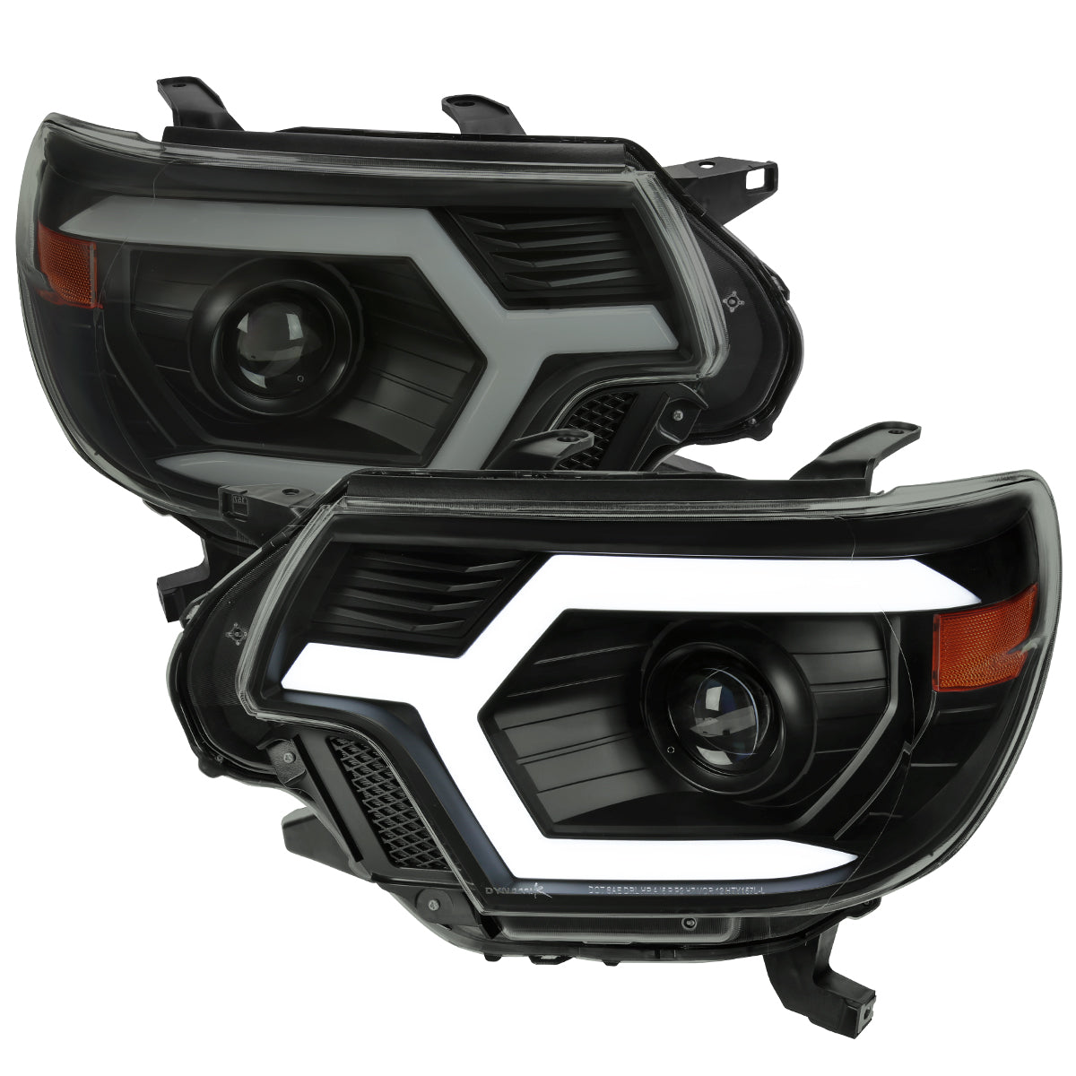 2012-2015 Toyota Tacoma Switchback Sequential LED Bar Projector Headlights (Matte Black Housing/Smoked Lens)