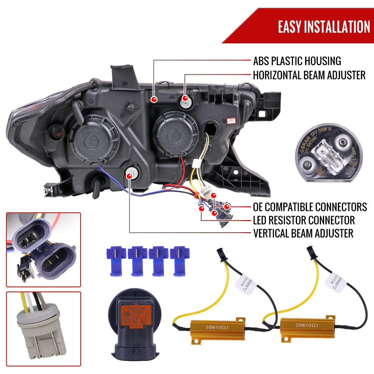 2016-2023 Toyota Tacoma Switchback LED C-Bar Projector Headlights (Chrome Housing/Clear Lens)