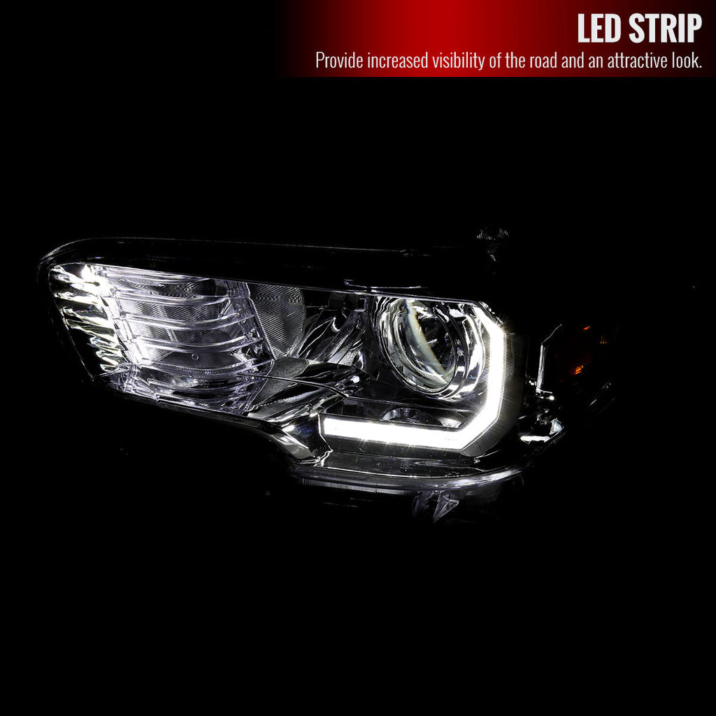 2016-2023 Toyota Tacoma LED Bar Projector Headlight (Chrome Housing/Clear Lens)