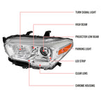 2016-2023 Toyota Tacoma LED Bar Projector Headlight (Chrome Housing/Clear Lens)