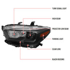 2016-2023 Toyota Tacoma Projector Headlights w/ Amber Reflectors (Matte Black Housing/Clear Lens)