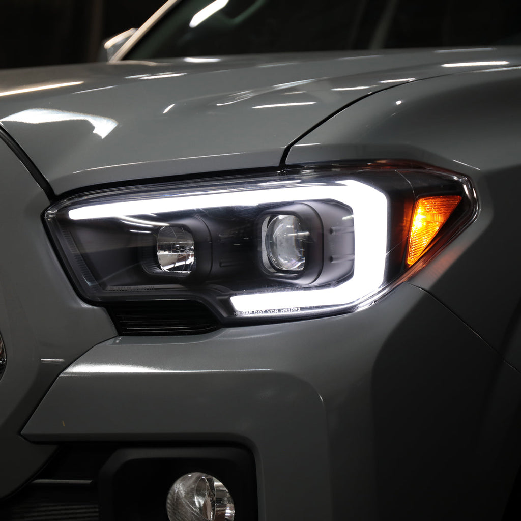 2016-2023 Toyota Tacoma Switchback LED C-Bar Projector Headlights (Matte Black Housing/Clear Lens)