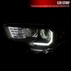 2016-2023 Toyota Tacoma LED Bar Projector Headlight (Matte Black Housing/Clear Lens)