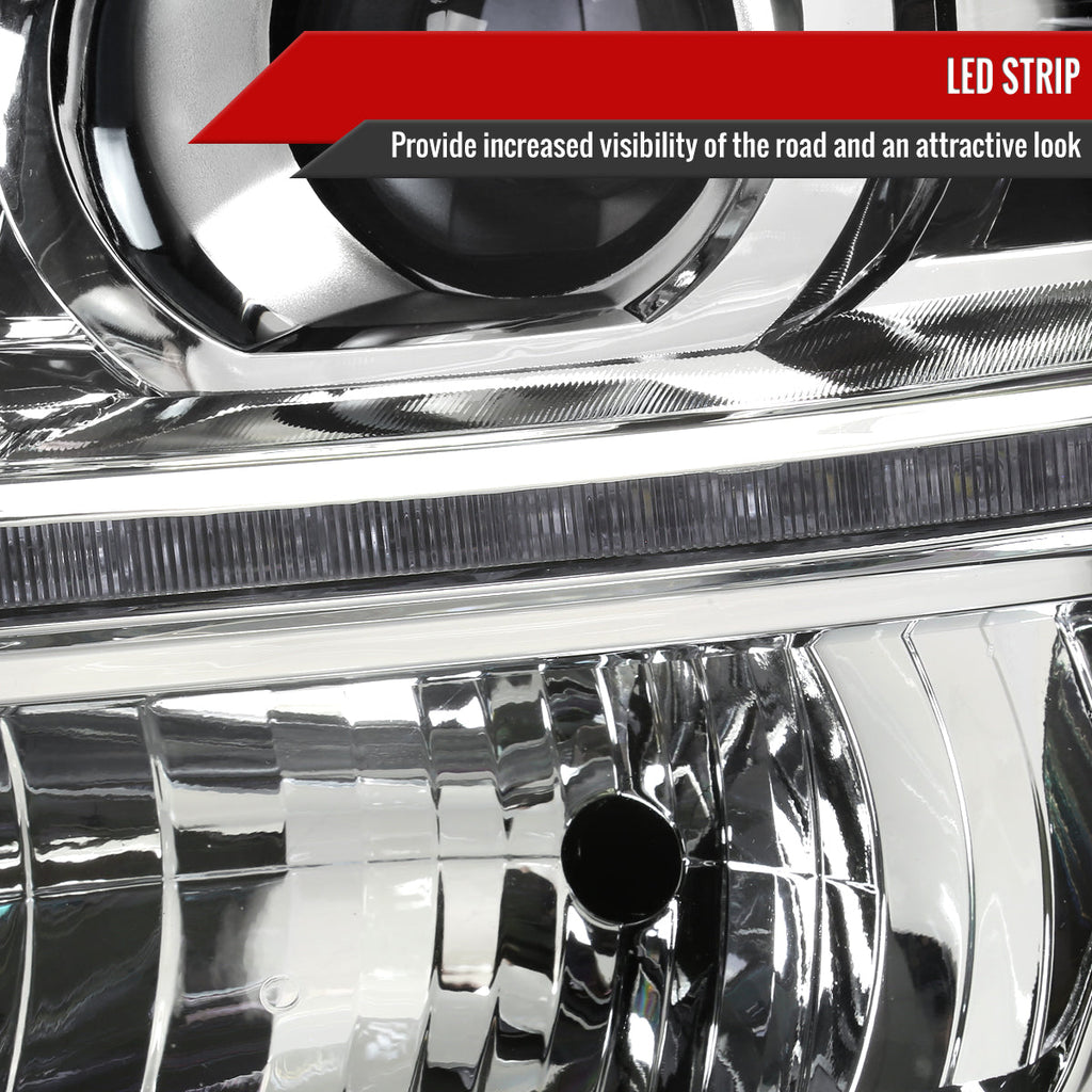2015-2020 Chevrolet Tahoe Suburban/ 2016-2019 Suburban 3500HD Projector Headlights w/ LED Light Strip (Chrome Housing/Clear Lens)