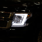 2015-2020 Chevrolet Tahoe Suburban/ 2016-2019 Suburban 3500HD LED C-Bar Projector Headlights w/ LED Turn Signal Lights (Chrome Housing/Clear Lens)