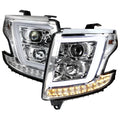 2015-2020 Chevrolet Tahoe Suburban/ 2016-2019 Suburban 3500HD LED C-Bar Projector Headlights w/ LED Turn Signal Lights (Chrome Housing/Clear Lens)